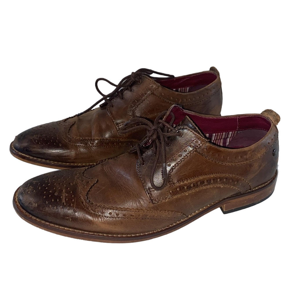 Base London Leather Oxfords Brown Size EU 42 US Size 9 Motif Dress Shoes